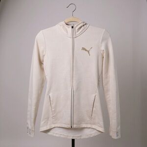 PUMA White Full-Zip Hoodie Womens Small Performance Jacket